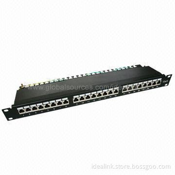 24/48-port 1U Cat6 Shielded FTP Patch Panel with Top Entry Punch-down Blocks